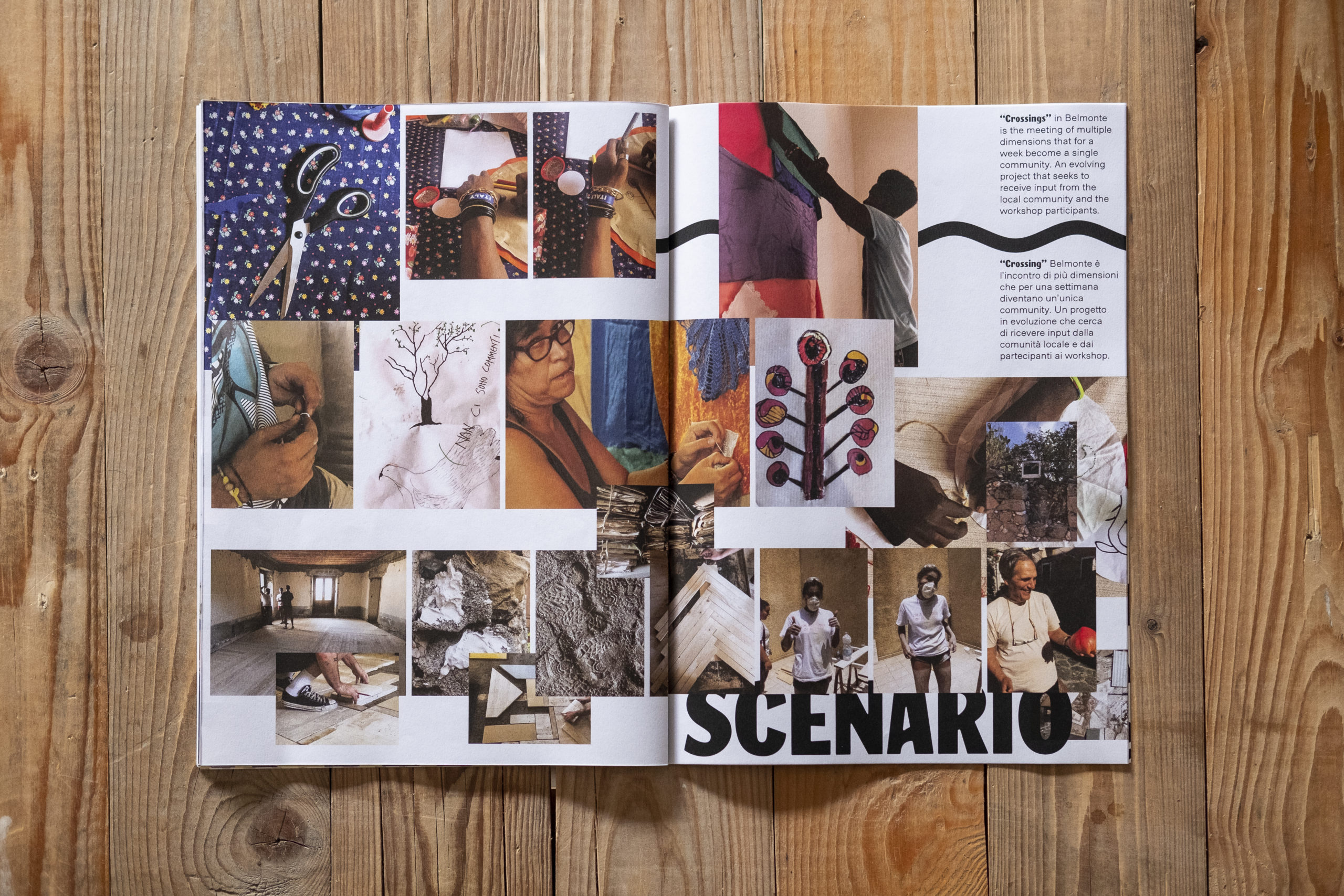 Spread della fanzine n1, creata a Belmonte durante crossings Spread della fanzine n1
